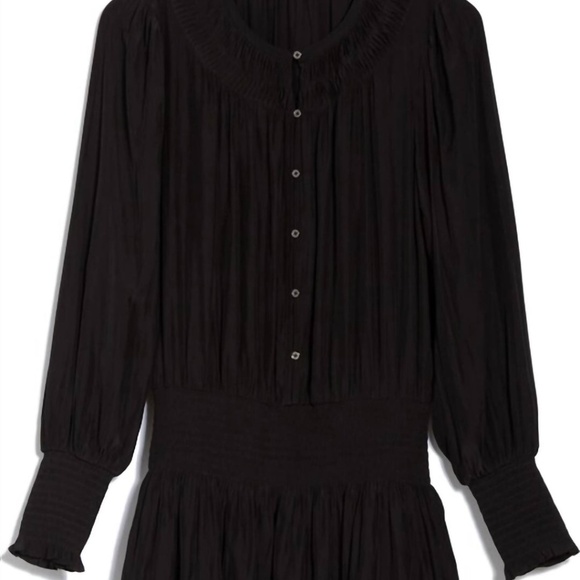 RAMY BROOK Clarinda Smocked Drop Waist Mini Dress with flaws read discriptions - Picture 3 of 11